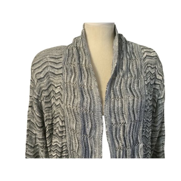 RQT Cardigan Sweater Womens Plus Size 2X Gray Black Light Knit Open Front Fine D - Picture 5 of 10